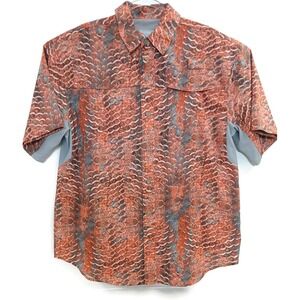 Reel Legends Shirt Mens Medium Red Camo Mariner II Fishing Vented Short Sleeve